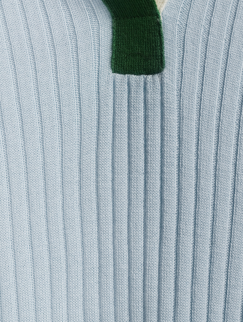 AKRIS PUNTO Pull polo en laine à contraste de couleurs Femmes Bleu