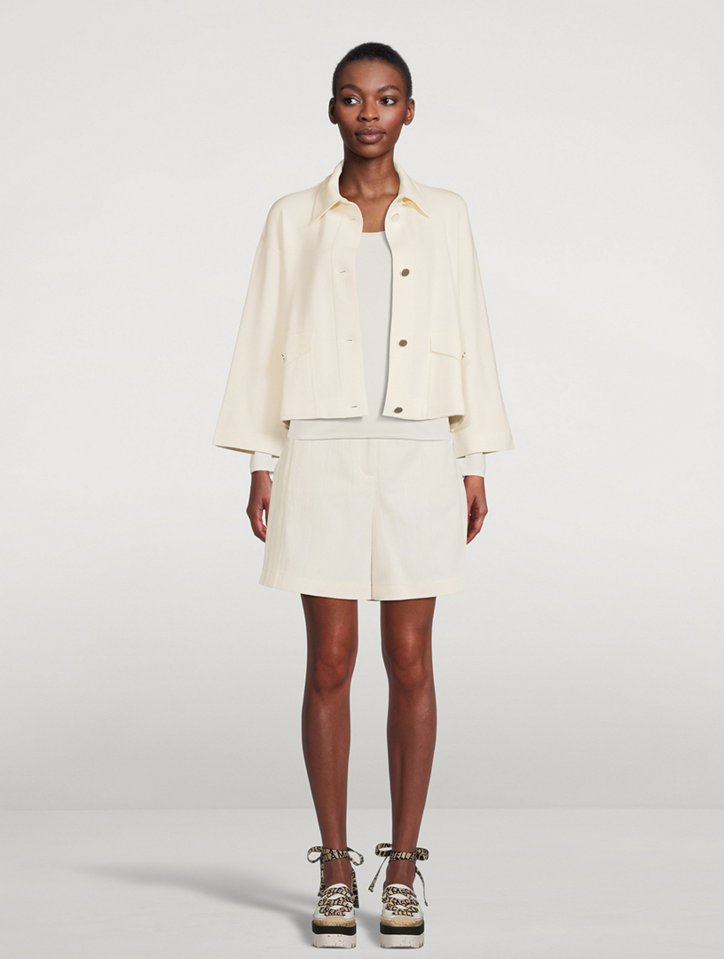 women's white fitted suit jacket