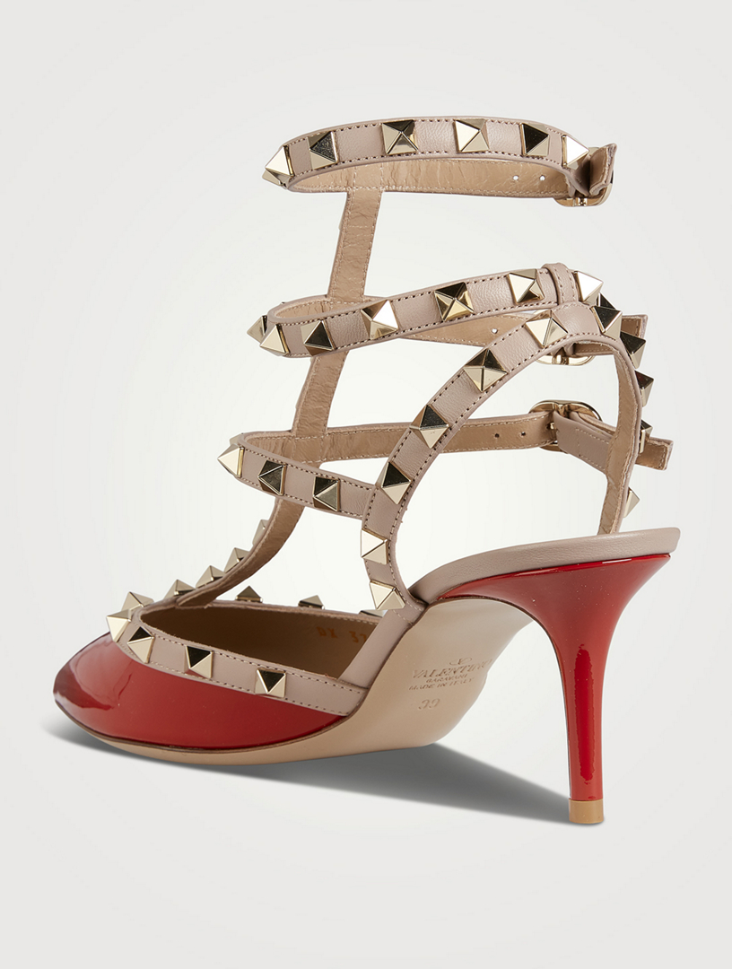VALENTINO GARAVANI Rockstud Patent Leather Ankle-Strap Pumps Women's Red