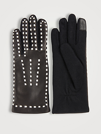 AGNELLE Flavie Leather Gloves Women's Black