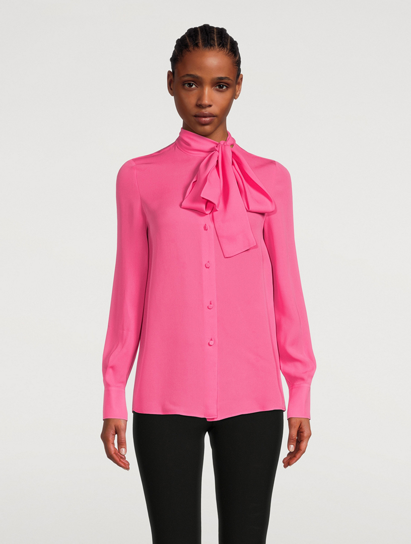 VALENTINO Silk Georgette Blouse With Scarf Women's Pink