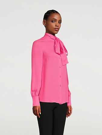 VALENTINO Silk Georgette Blouse With Scarf Women's Pink