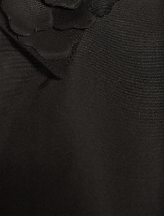 VALENTINO Silk Faille Shirt With Floral Appliqué Women's Black