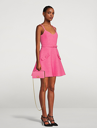 VALENTINO Belted Tweed Mini Dress Women's Pink