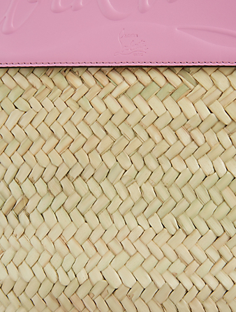 CHRISTIAN LOUBOUTIN Loubishore Leather-Trimmed Raffia Tote Bag Women's Pink