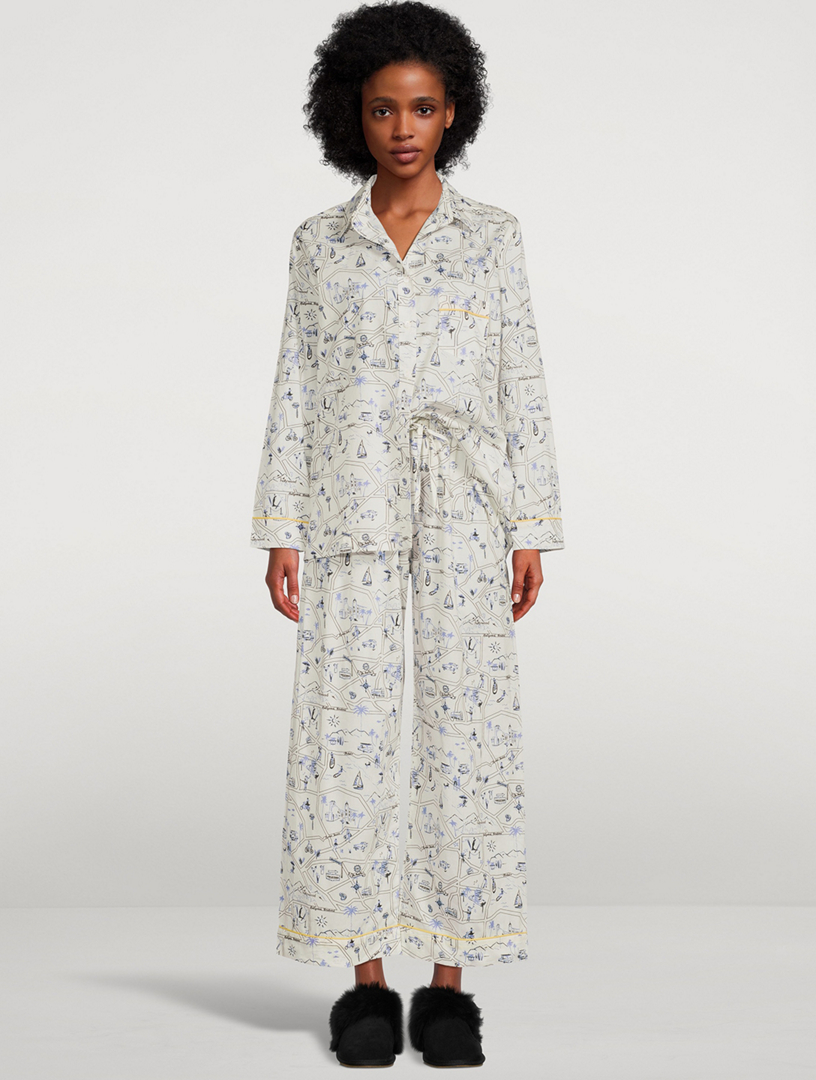 POUR LES FEMMES Cotton Pajama Set In Los Angeles Print | Holt Renfrew ...