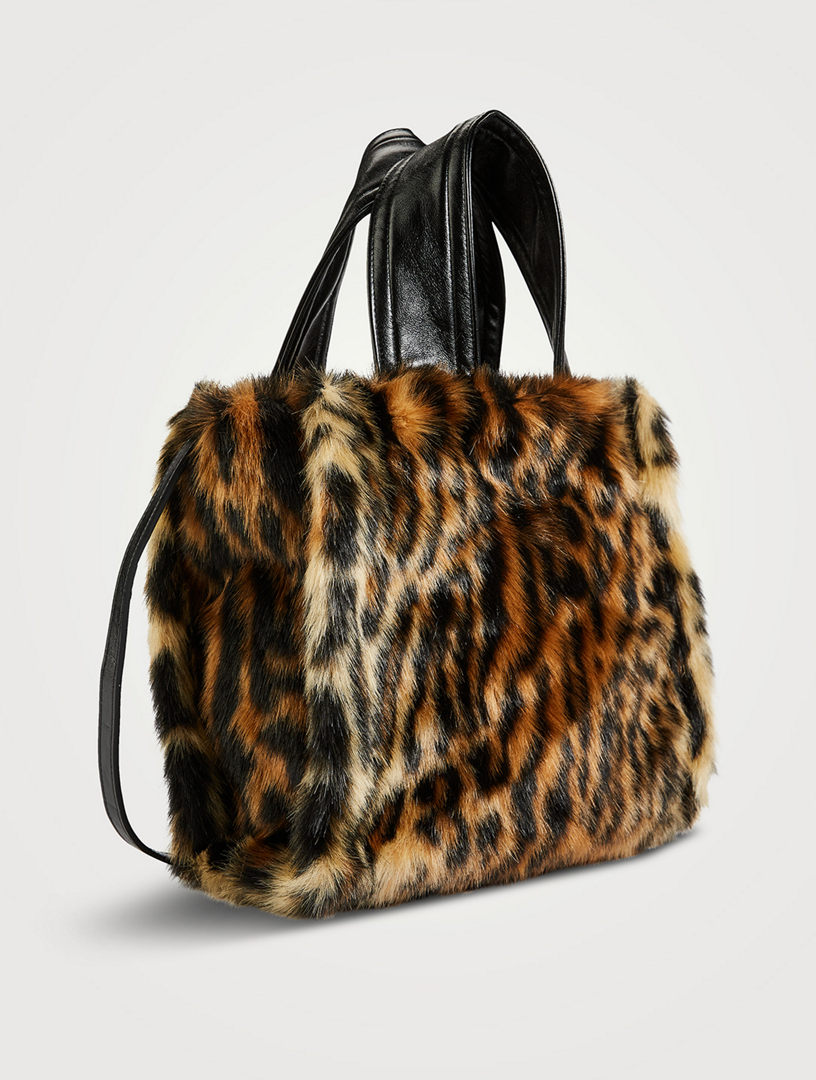 STAND STUDIO Lucille Faux Fur Tote Bag In Leopard Print | Holt 