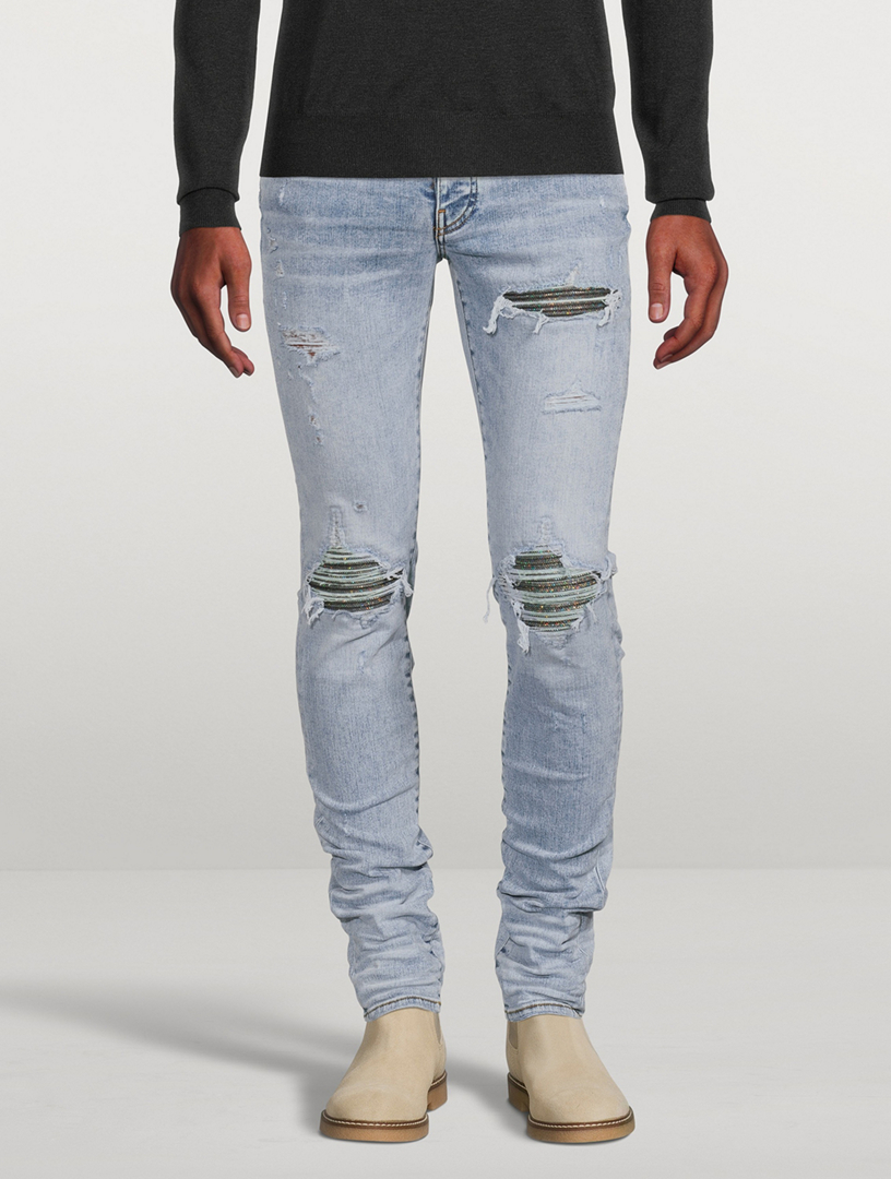 AMIRI Mx1 Skinny Jeans With Iridescent Patches | Holt Renfrew Canada