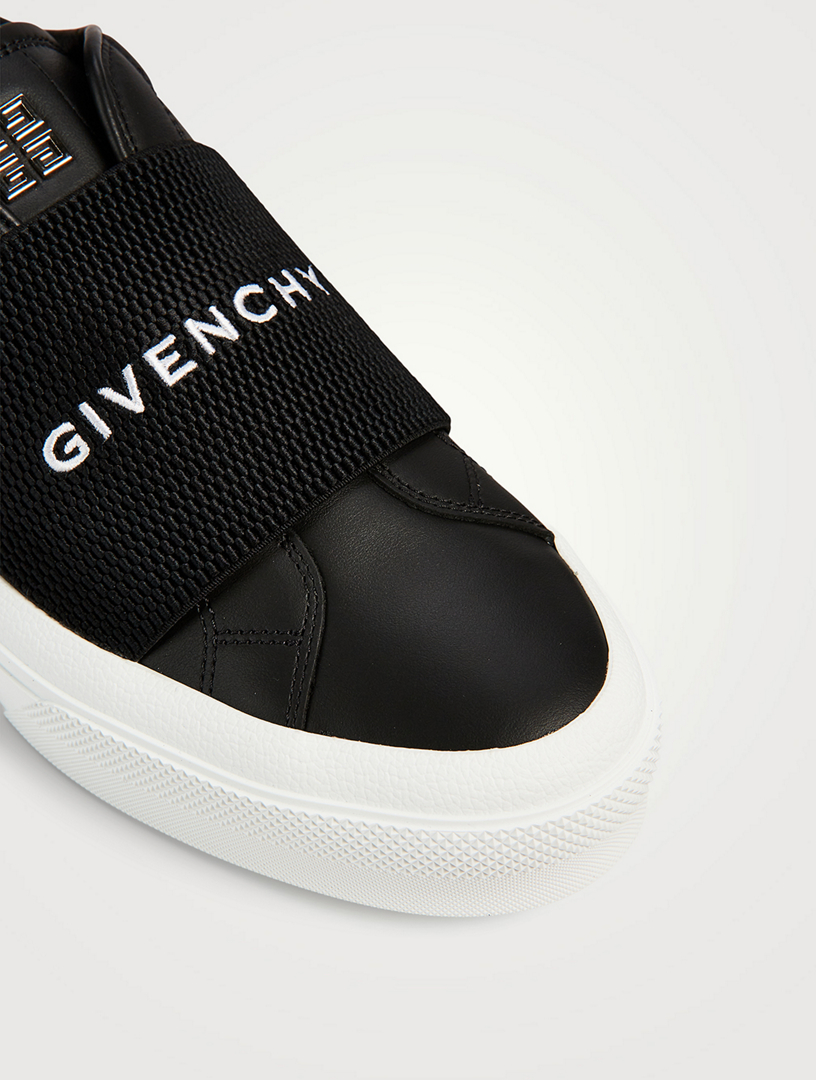 sneakers in leather with webbing