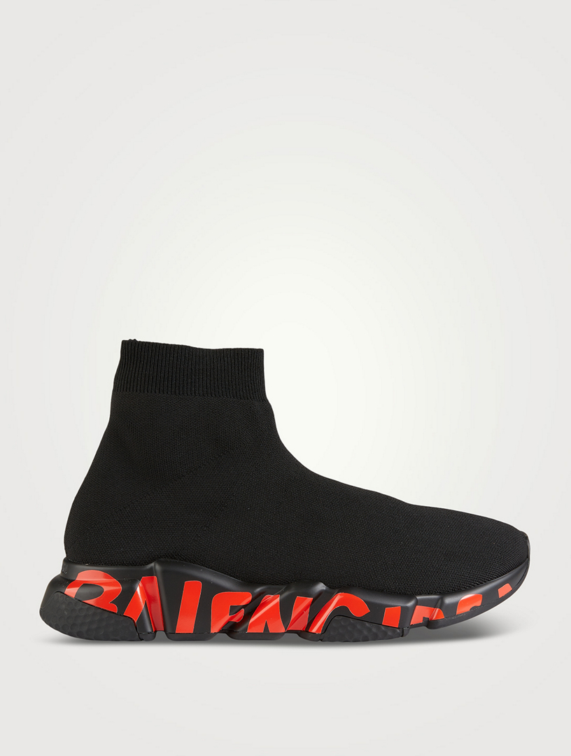 BALENCIAGA Speed Knit High-Top Sneakers Sock Sneakers With Logo Sole Men's Black
