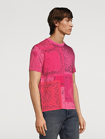 KENZO Cotton T-Shirt In Bandana Print Men's Pink
