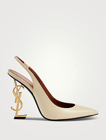 SAINT LAURENT Escarpins-sandales à talon YSL Opyum 100 en cuir Femmes Beige