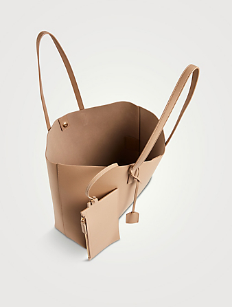 SAINT LAURENT Leather Shopping Bag Women's Brown