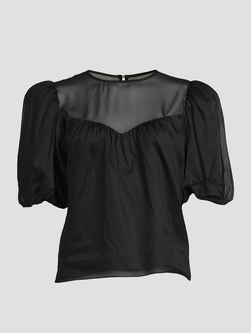 FRAME Sheer Inset Silk Blouse | Holt Renfrew Canada