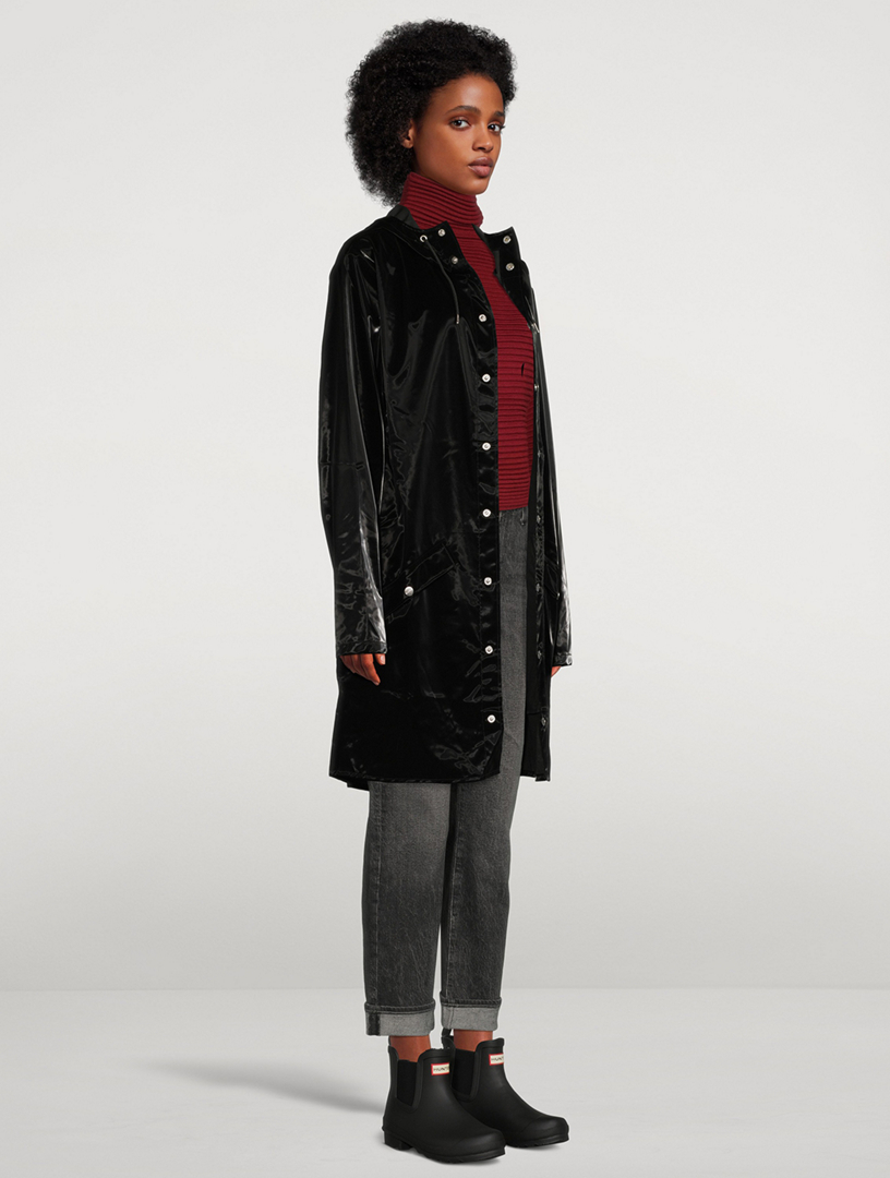 rains long jacket velvet black