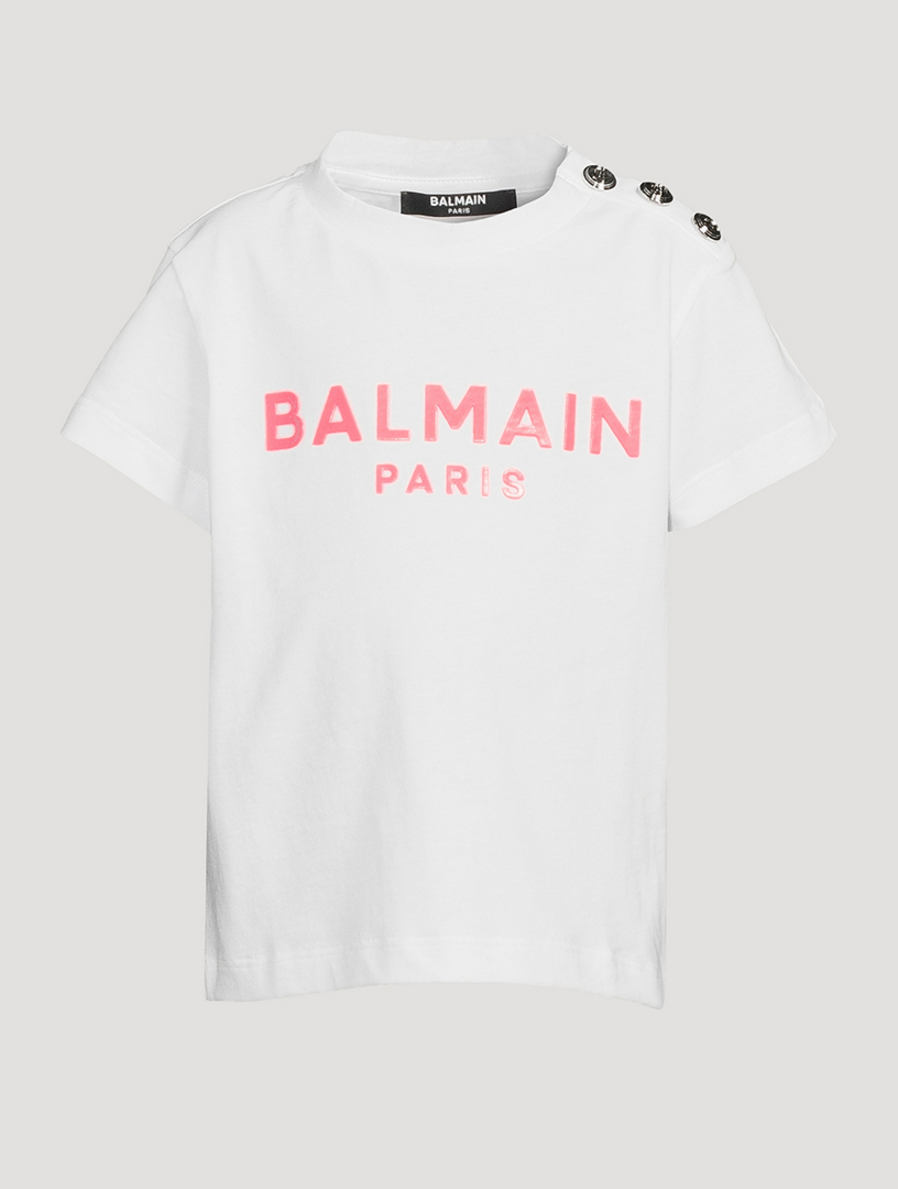 BALMAIN Tee-shirt en coton à logo pour enfants Enfants Blanc