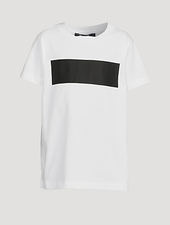 BALMAIN Tee-shirt en coton à logo rectangle pour enfants Enfants Blanc