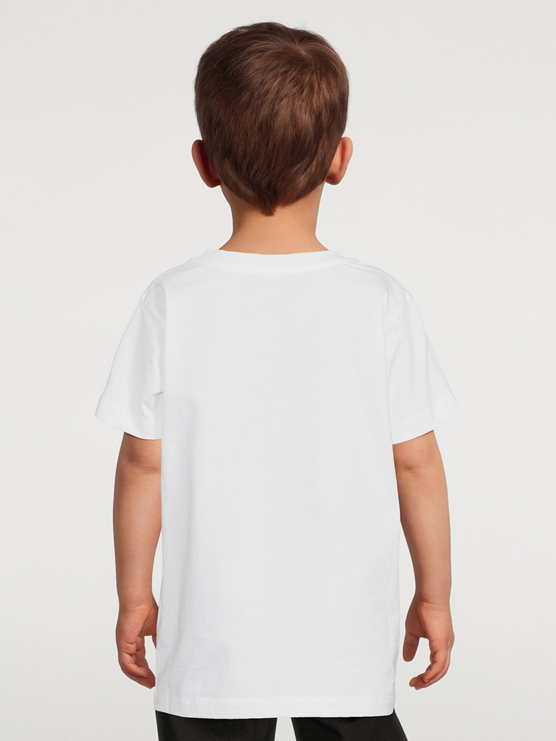 BALMAIN Tee-shirt en coton à logo rectangle pour enfants Enfants Blanc