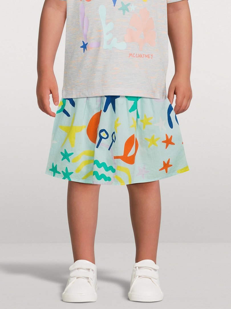 STELLA MCCARTNEY Cotton Voile Skirt In Crab Print Kids Blue
