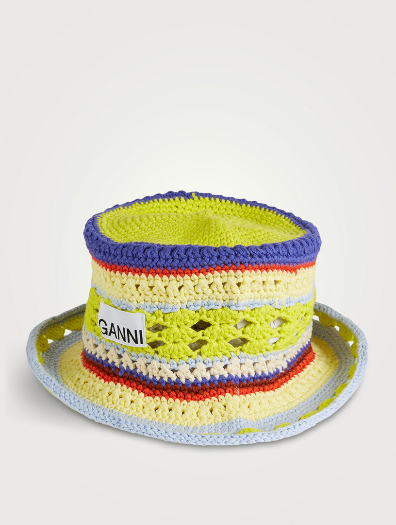 GANNI Organic Cotton Crochet Bucket Hat Women's Multi