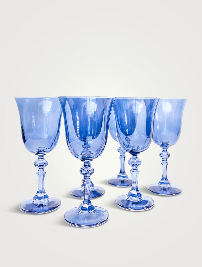 ESTELLE COLORED GLASS Regal Coloured Glass Goblets - Set Of 6 Home Blue