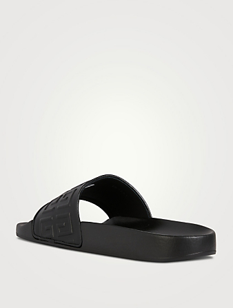 GIVENCHY 4G Leather Pool Slide Sandals Women's Black