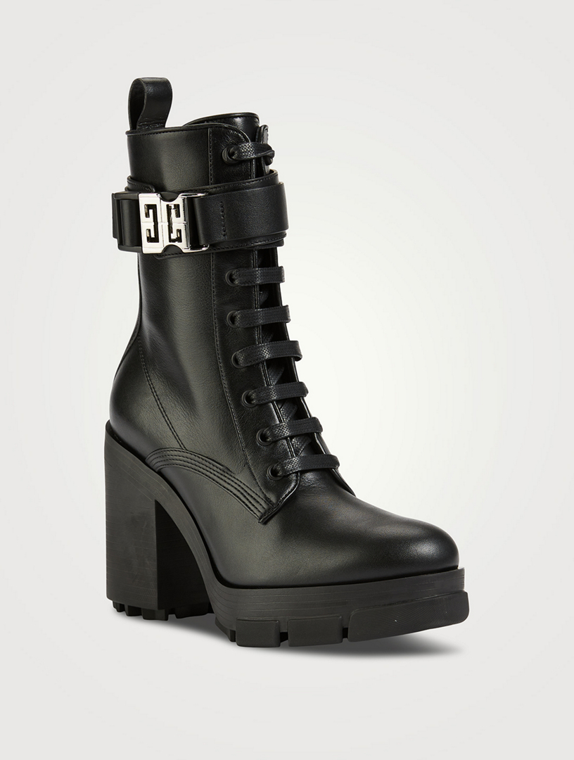 GIVENCHY Terra Leather Combat Boots With 4G Buckle | Holt Renfrew 