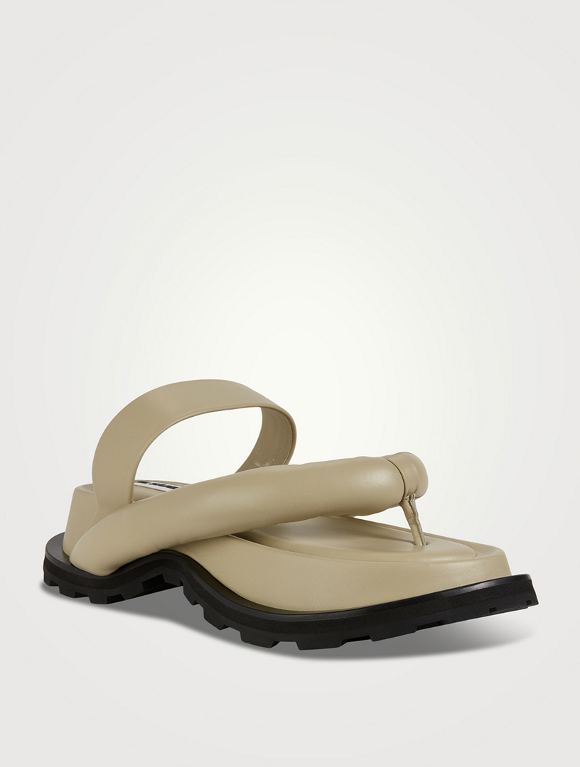 JIL SANDER Platform Leather Thong Sandals Women's Beige