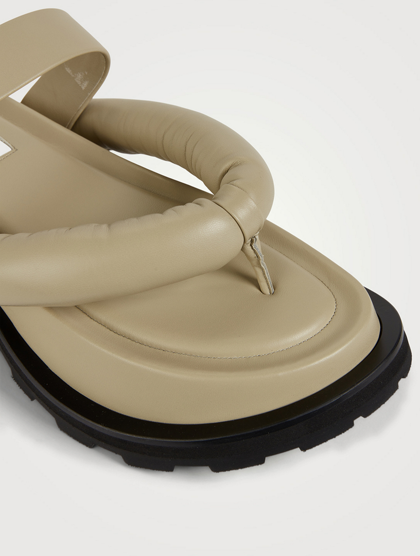 JIL SANDER Platform Leather Thong Sandals Women's Beige