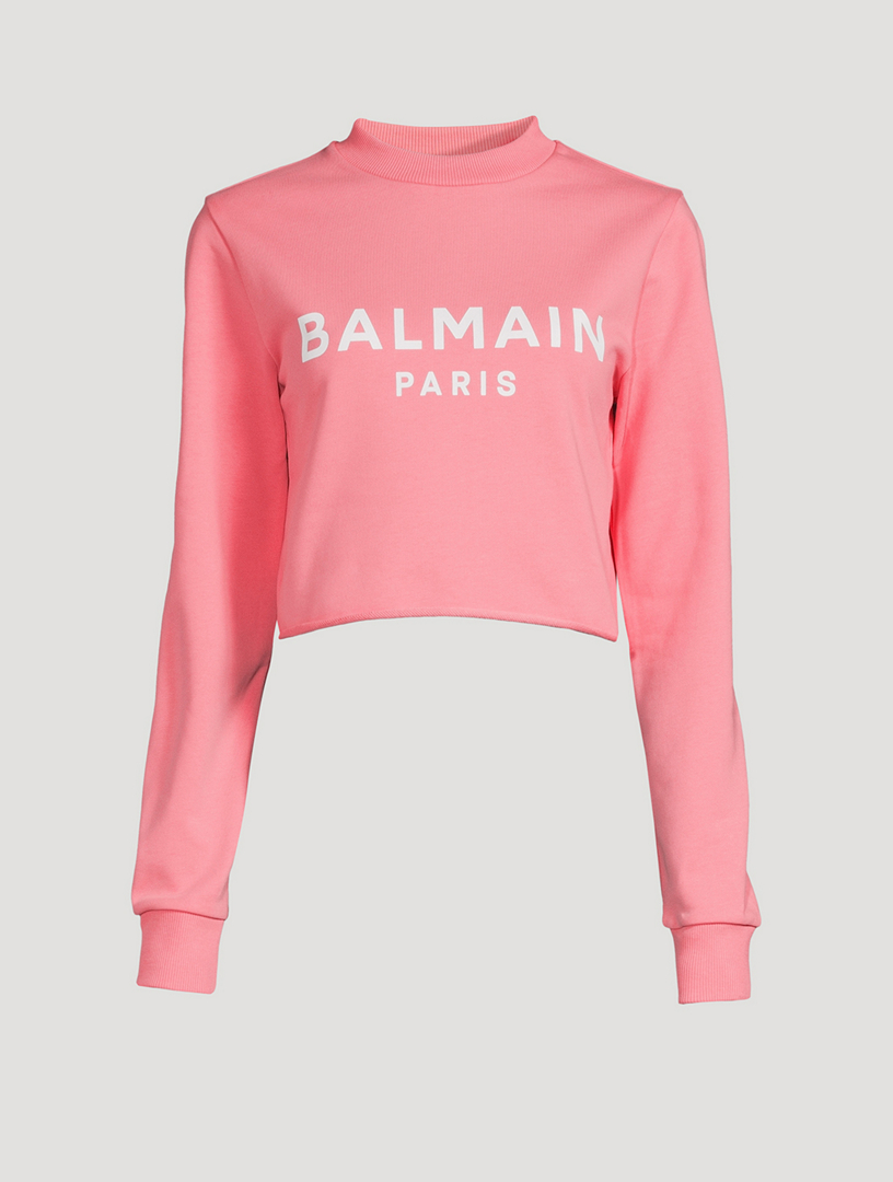 BALMAIN Cropped Logo Sweatshirt Women's Pink