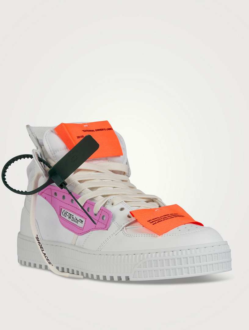 OFF-WHITE Off-Court 3.0 Leather And Canvas High-Top Sneakers Women's Pink