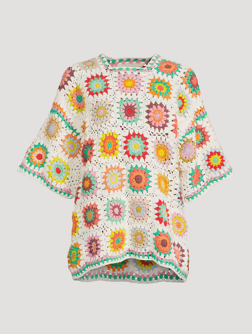 ALEMAIS Cotton Crochet Oversized Top Women's Multi