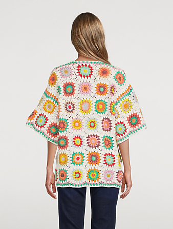 ALEMAIS Cotton Crochet Oversized Top Women's Multi