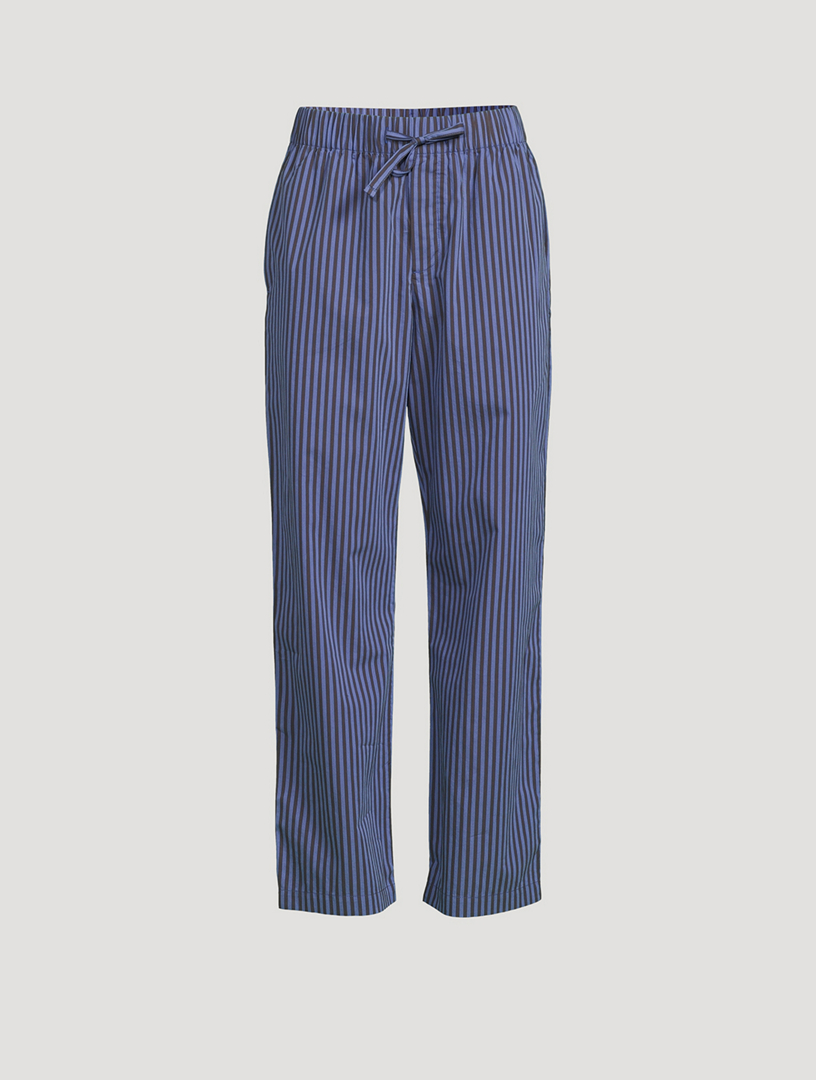 TEKLA Organic Cotton Poplin Pajama Pants In Stripe Print Holt Renfrew