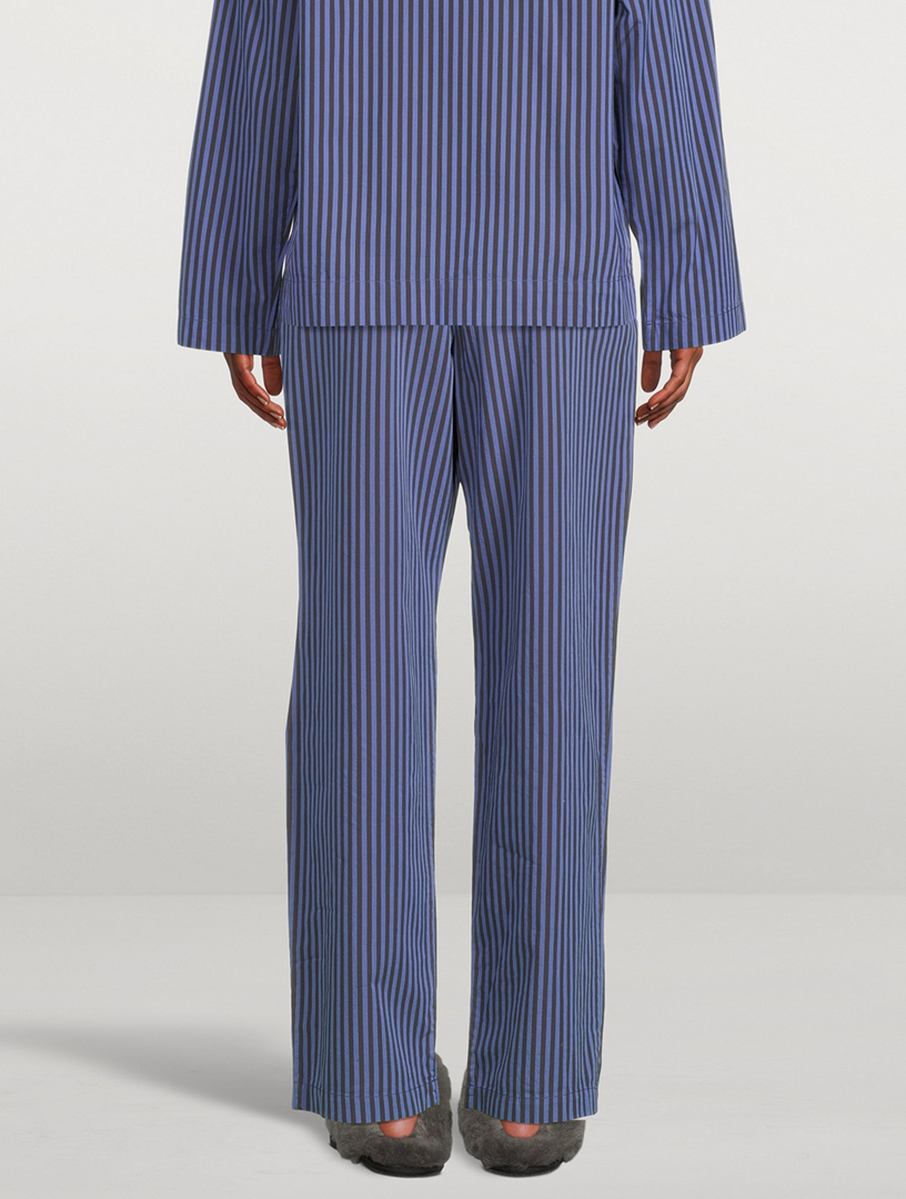 TEKLA Organic Cotton Poplin Pajama Pants In Stripe Print Holt Renfrew
