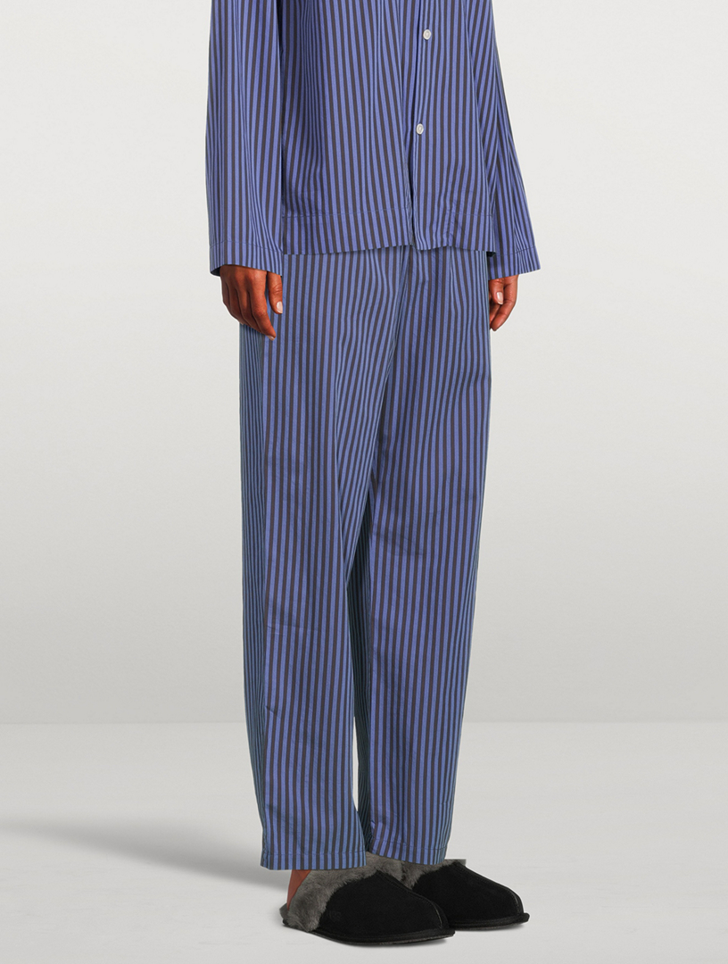 TEKLA Organic Cotton Poplin Pajama Pants In Stripe Print Holt Renfrew
