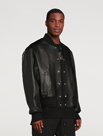 GIVENCHY Grained Leather Bomber Jacket Mens Multi