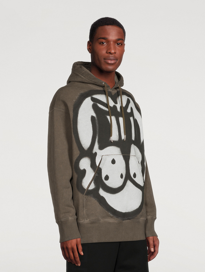 GIVENCHY Tag Effect Dog Oversized Hoodie Mens Green