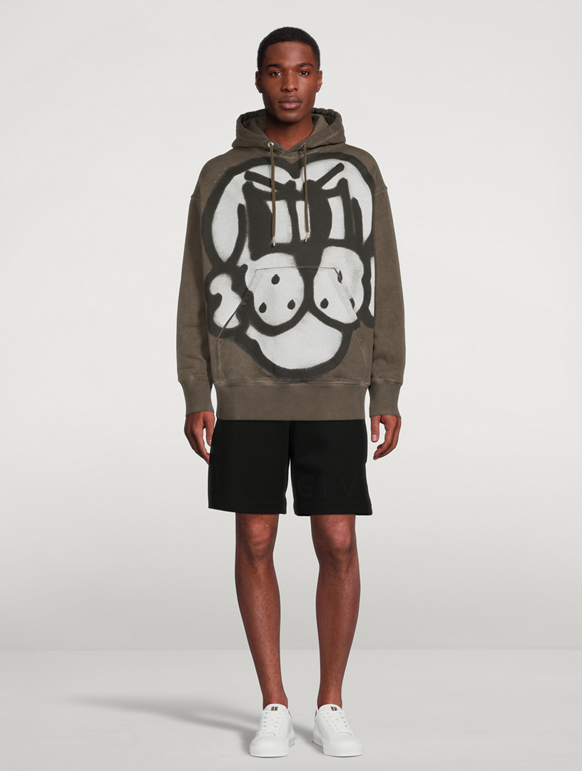 GIVENCHY Tag Effect Dog Oversized Hoodie Mens Green