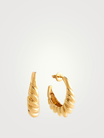 RAUW JEWELRY 24K Gold Vermeil Nautilus Shell Hoop Earrings Women's Metallic