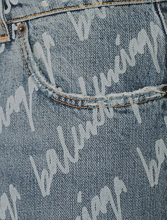 BALENCIAGA Soft Denim Oversized Jeans In Logo Print Women's Blue