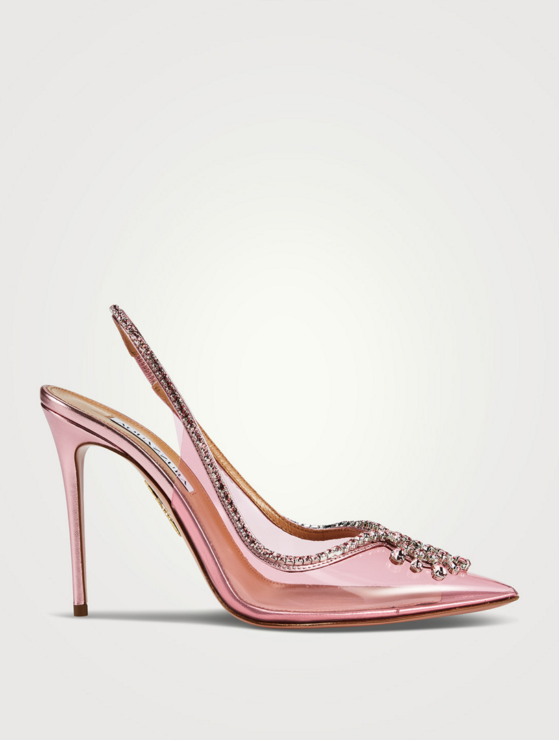 AQUAZZURA Seduction PVC Slingback Pumps With Crystals | Holt Renfrew Canada