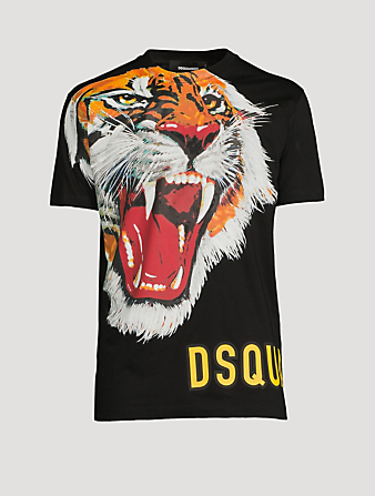 DSQUARED2 Tee-shirt Tiger Face en coton Hommes Noir