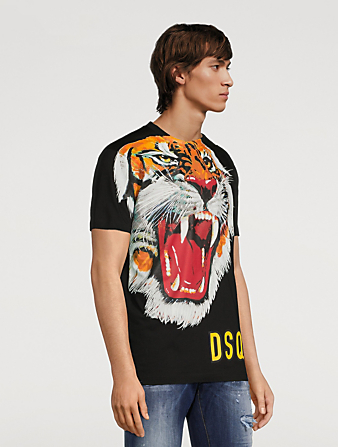 DSQUARED2 Tee-shirt Tiger Face en coton Hommes Noir