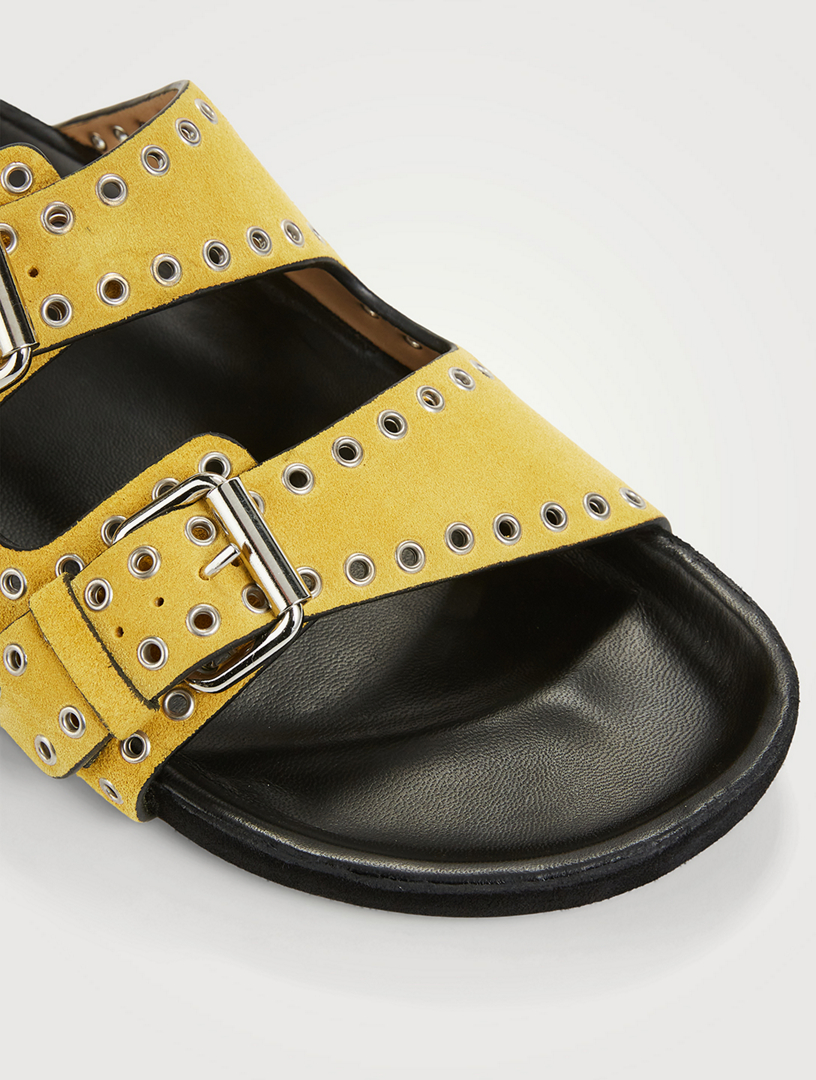 isabel marant lennyo grommet suede slides