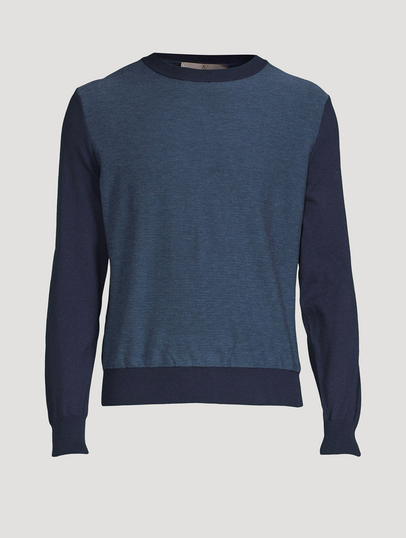 CANALI Cotton Crewneck Sweater Mens Blue