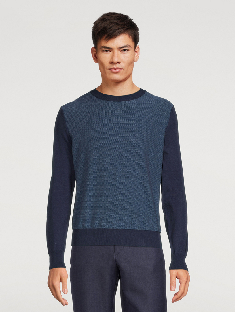 CANALI Cotton Crewneck Sweater Mens Blue