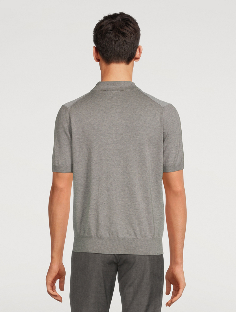 CANALI Cotton Short-Sleeve Polo Shirt Men's Grey