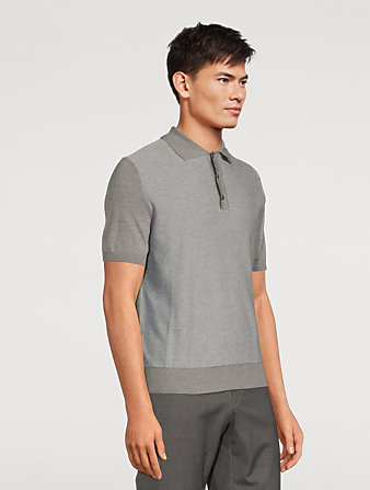 CANALI Cotton Short-Sleeve Polo Shirt Men's Grey