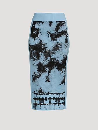 PH5 Jupe mi-longue écologique Reese à imprimé teint sur nœuds Femmes Bleu